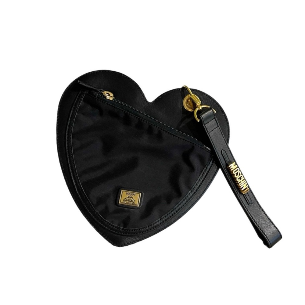Vintage Moschino Redwall Black Heart Clutch Wristlet
